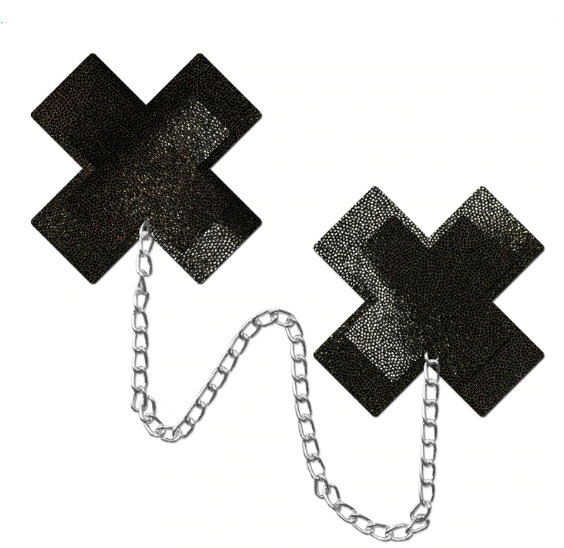 Chains: Liquid Black Plus X Cross with Chunky Silver Chain Nipple