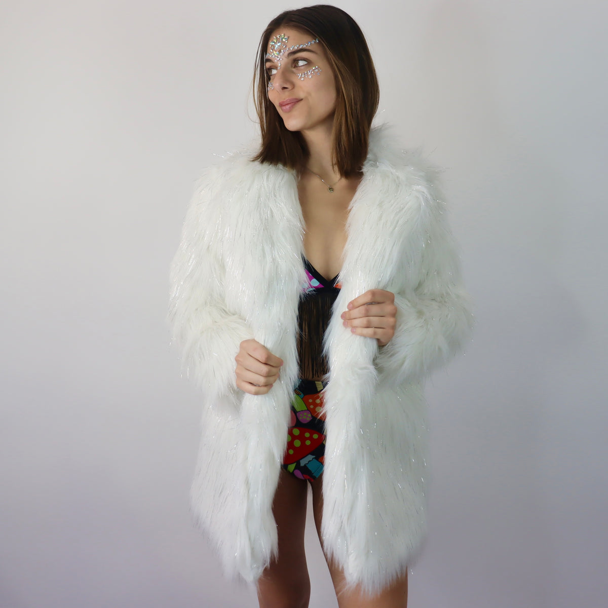 White and Silver Fur Coat