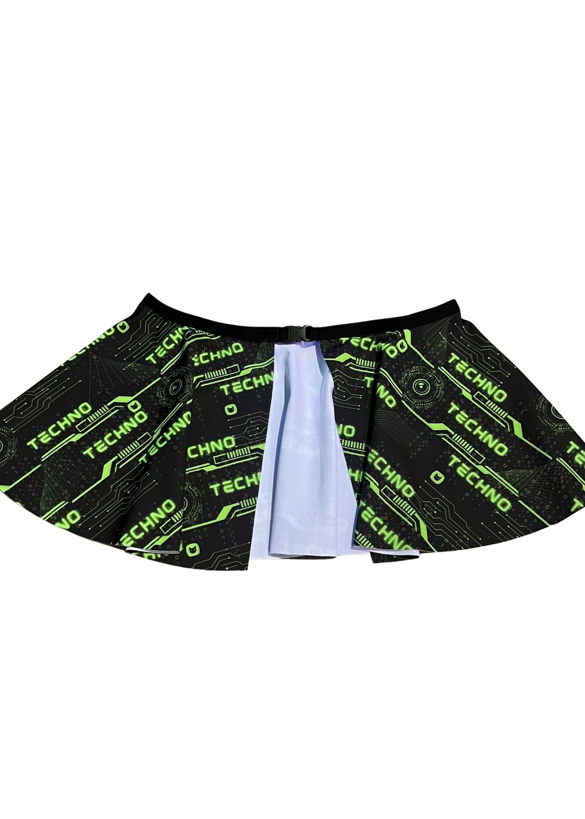 Green Techno Mini Buckle Skirt