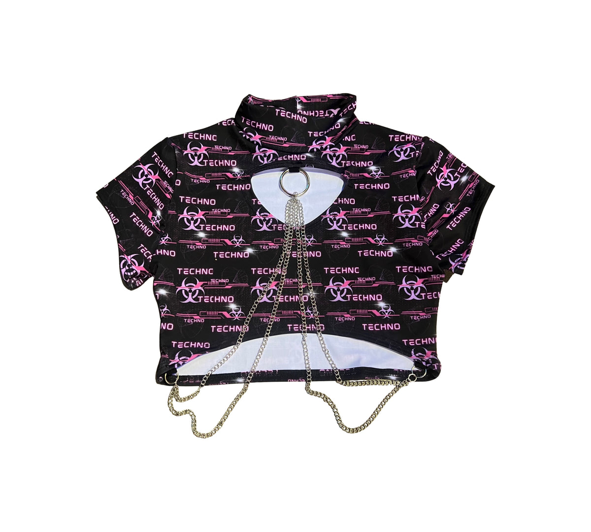 Pink Techno Cut Out Chain Top