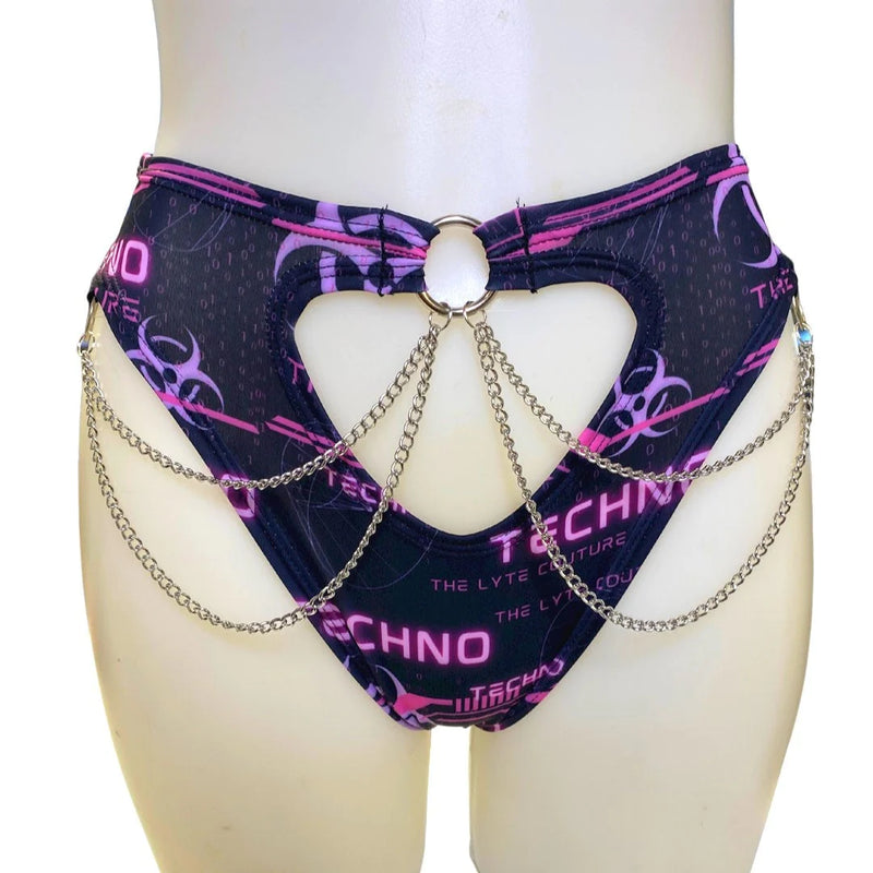 Pink Techno Cut Out Chained Bottoms