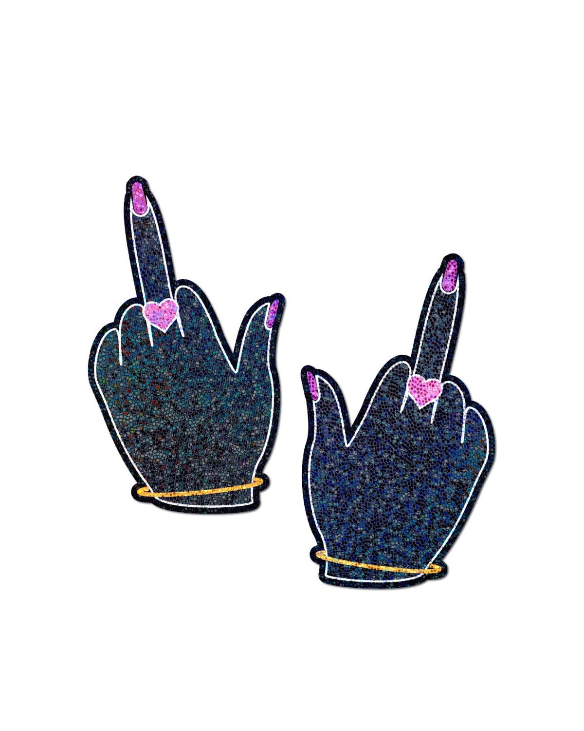 Middle Finger Pasties: Glittering F*ck You Lady Hands Nipple Covers