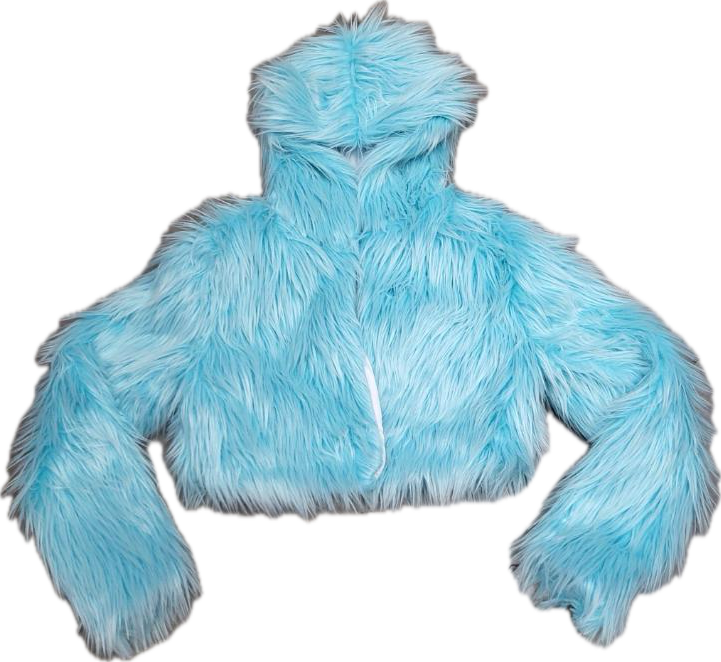 Aqua Blue Cropped Fur Coat