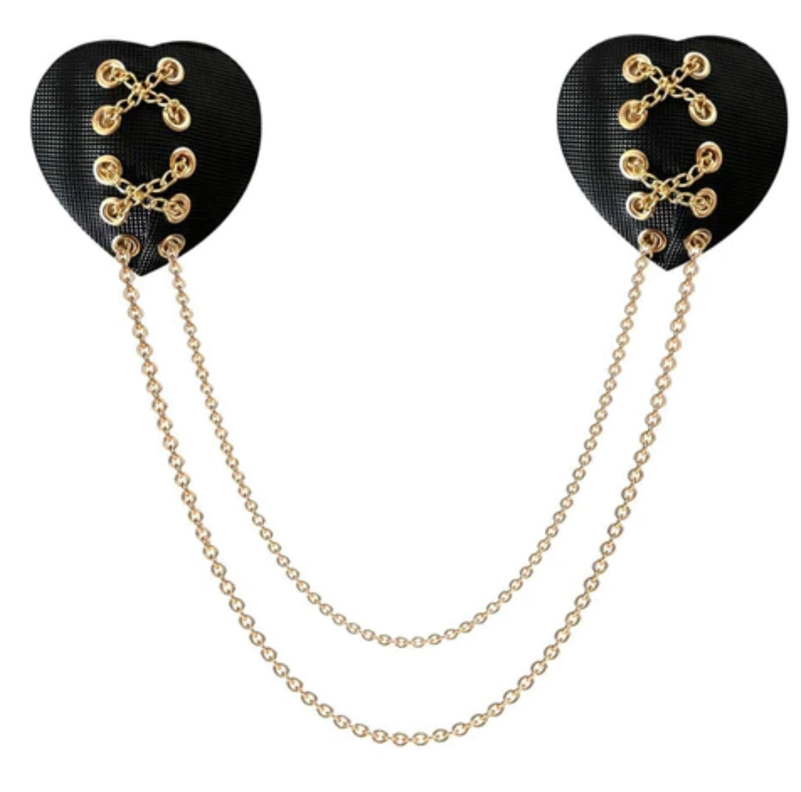 Heart Black Stitched With Gold Chains Reusable Pasties