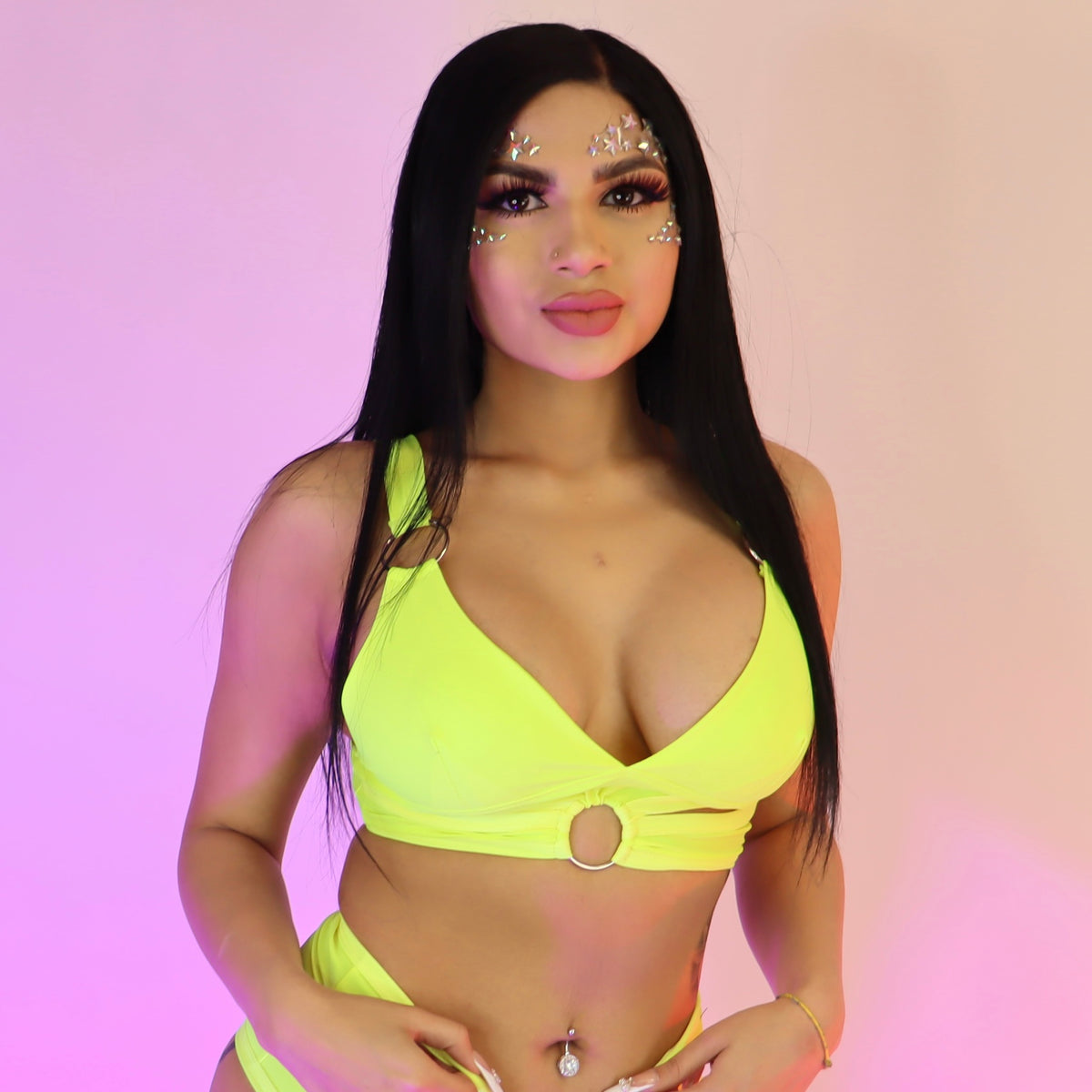 Spandex Neon Yellow O-Ring Top