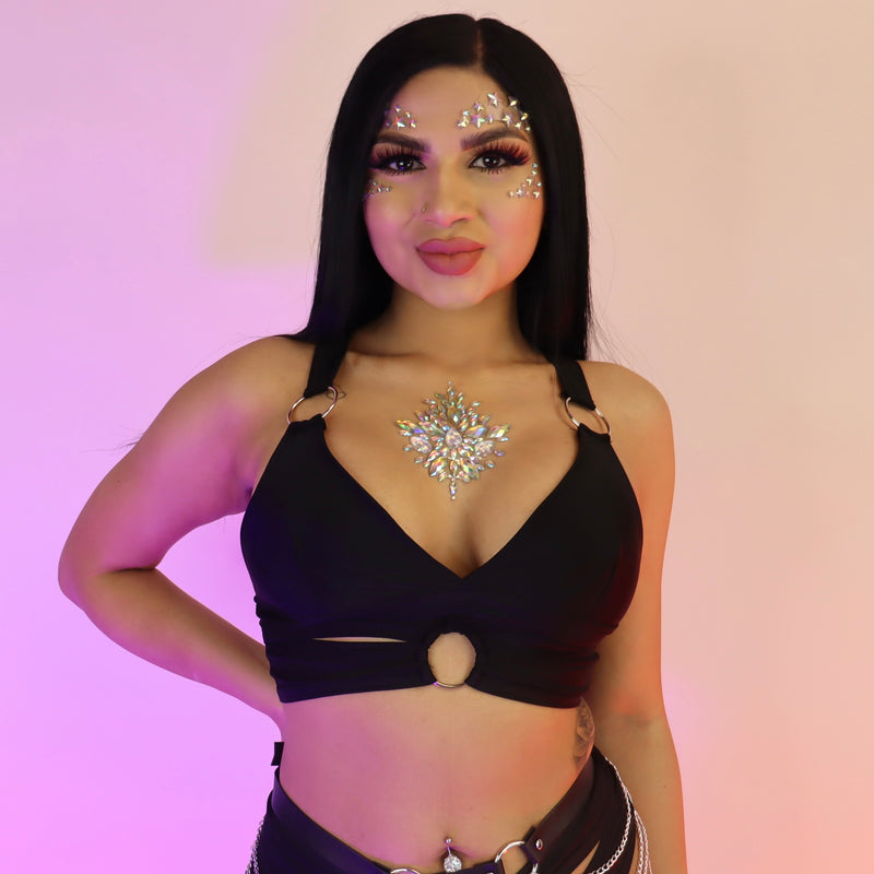 Spandex Black O-Ring Top