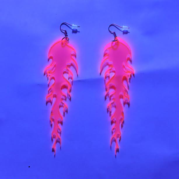 Flaming Drip Pink Earrings