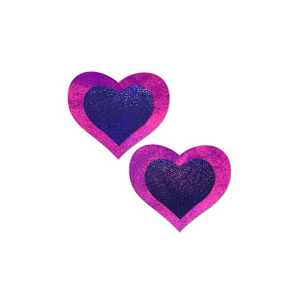 Pink And Purple Holographic Heart Pasties