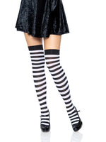 Striped Nylon Thigh Highs