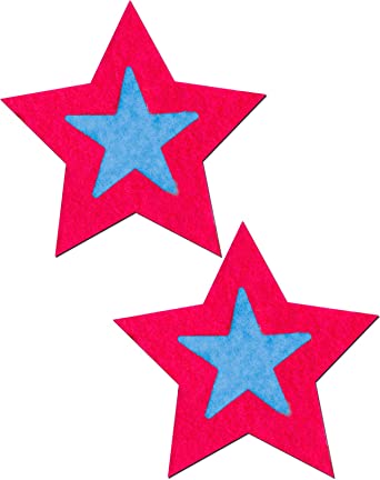 Hot Pink Stars with Turquoise Centers Nipple Pasties