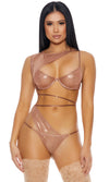 Sheer All Your Secrets Metallic Mesh Lingerie Set