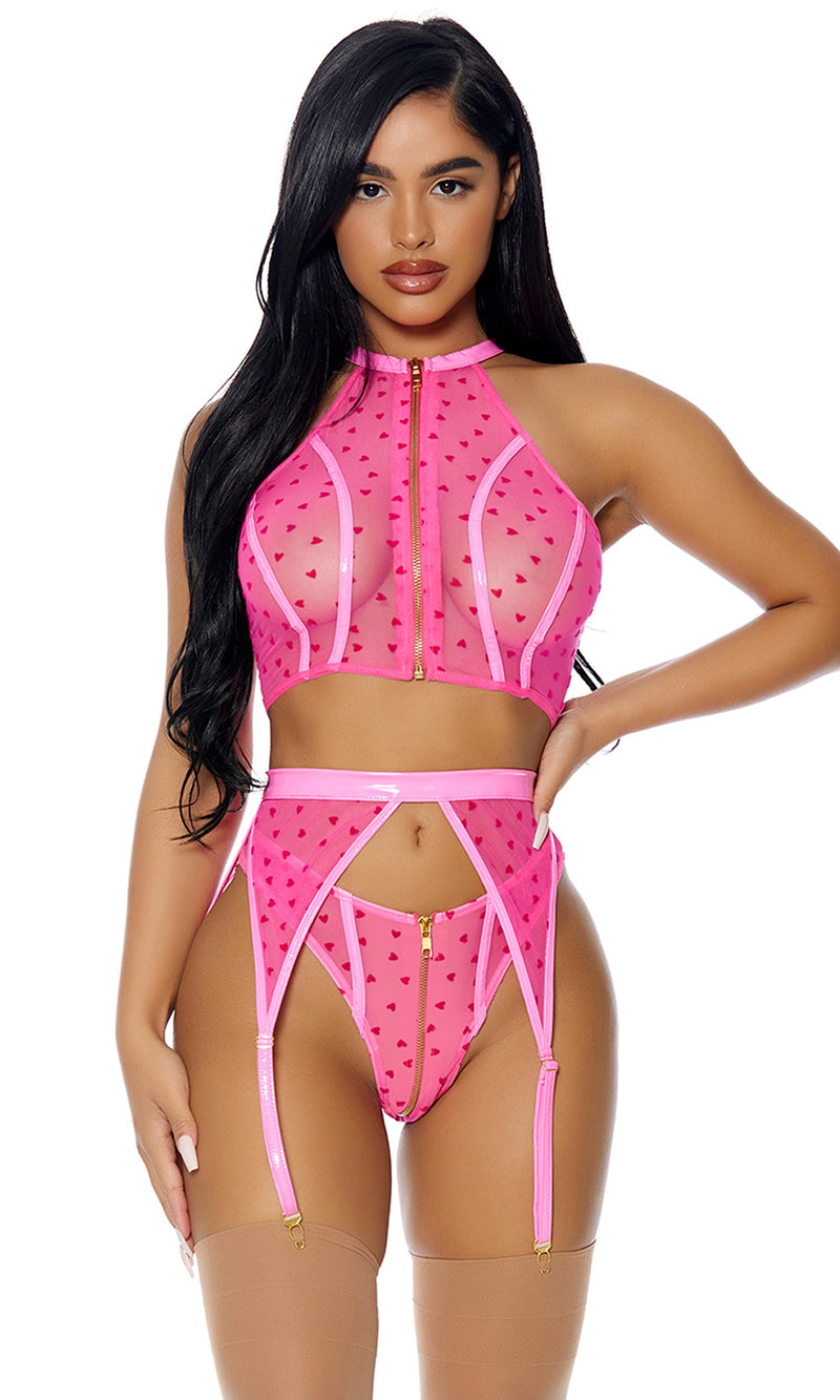 I Heart You Lingerie Set PINK