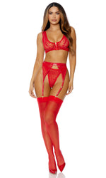 Heart To Catch Lingerie Set Red