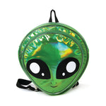 Green Alien Head Vinyl Backpack In Vinyl Material