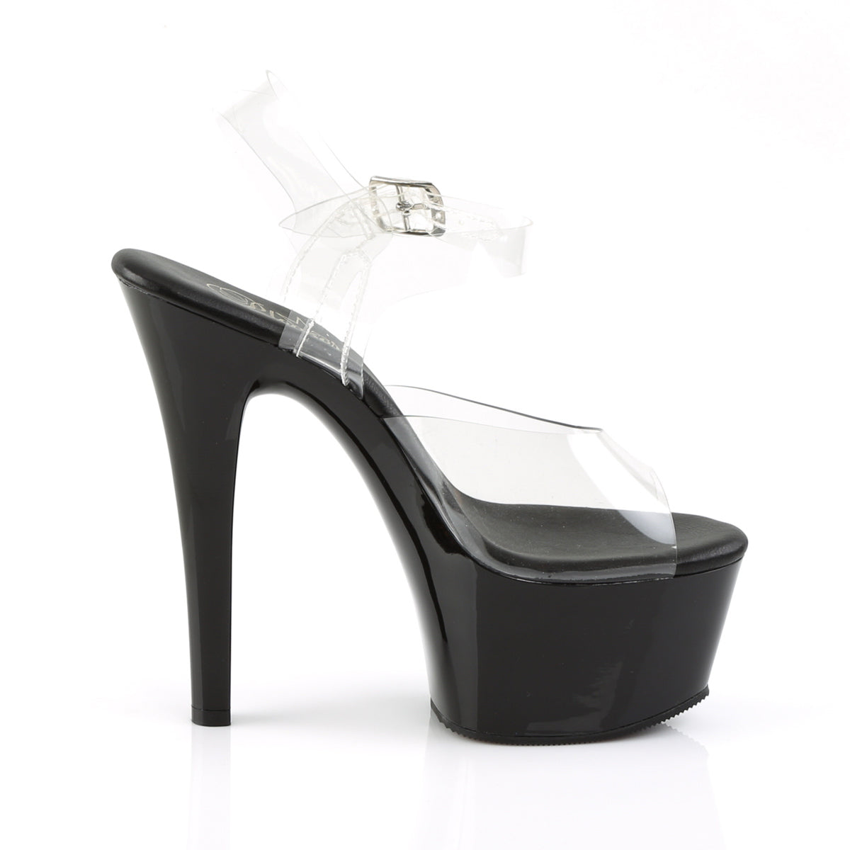 ASPIRE STRAPPED HEELS/ BLACK & CLEAR