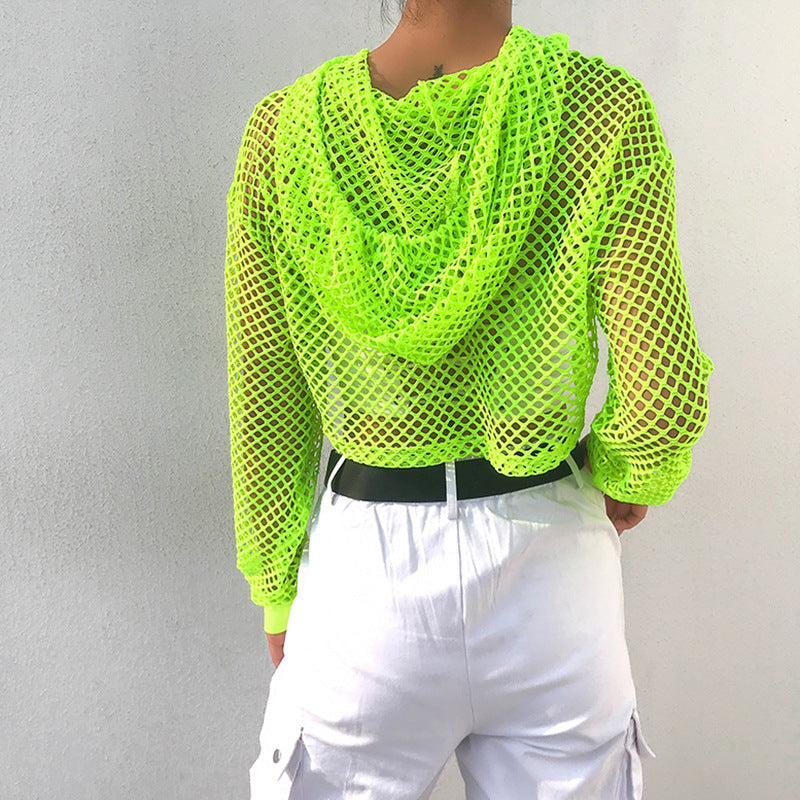 Fishnet crop top discount hoodie