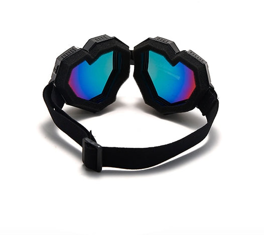 Black Frame and Strap Rainbow Lens Love Goggles