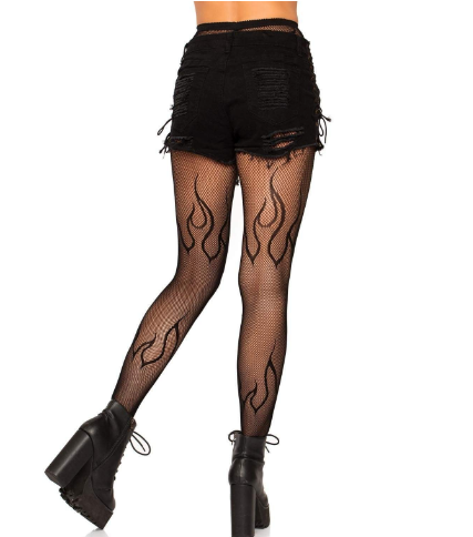Flame Fishnet Tights