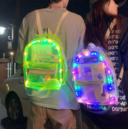Neon Green Transparent Led Backpack