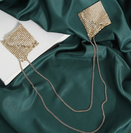 Chain Reaction Gold Metal Mesh Jewel Reusable Nipple Cover Pasties