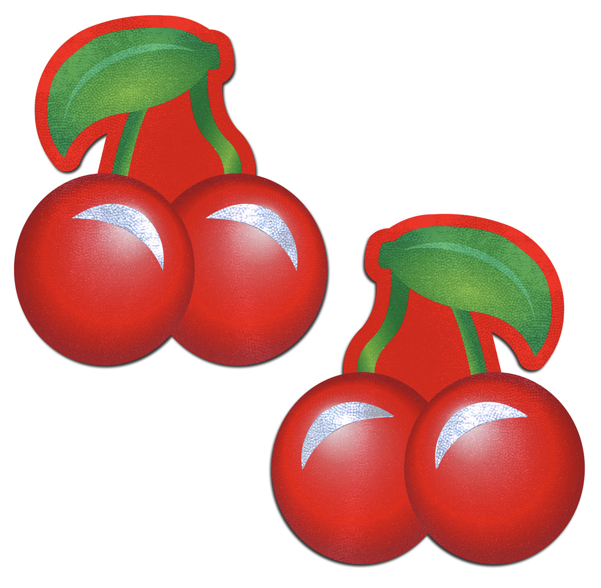 Cherry: Bright Red Cherries with Green Leaf & Stem Nipple Pasties