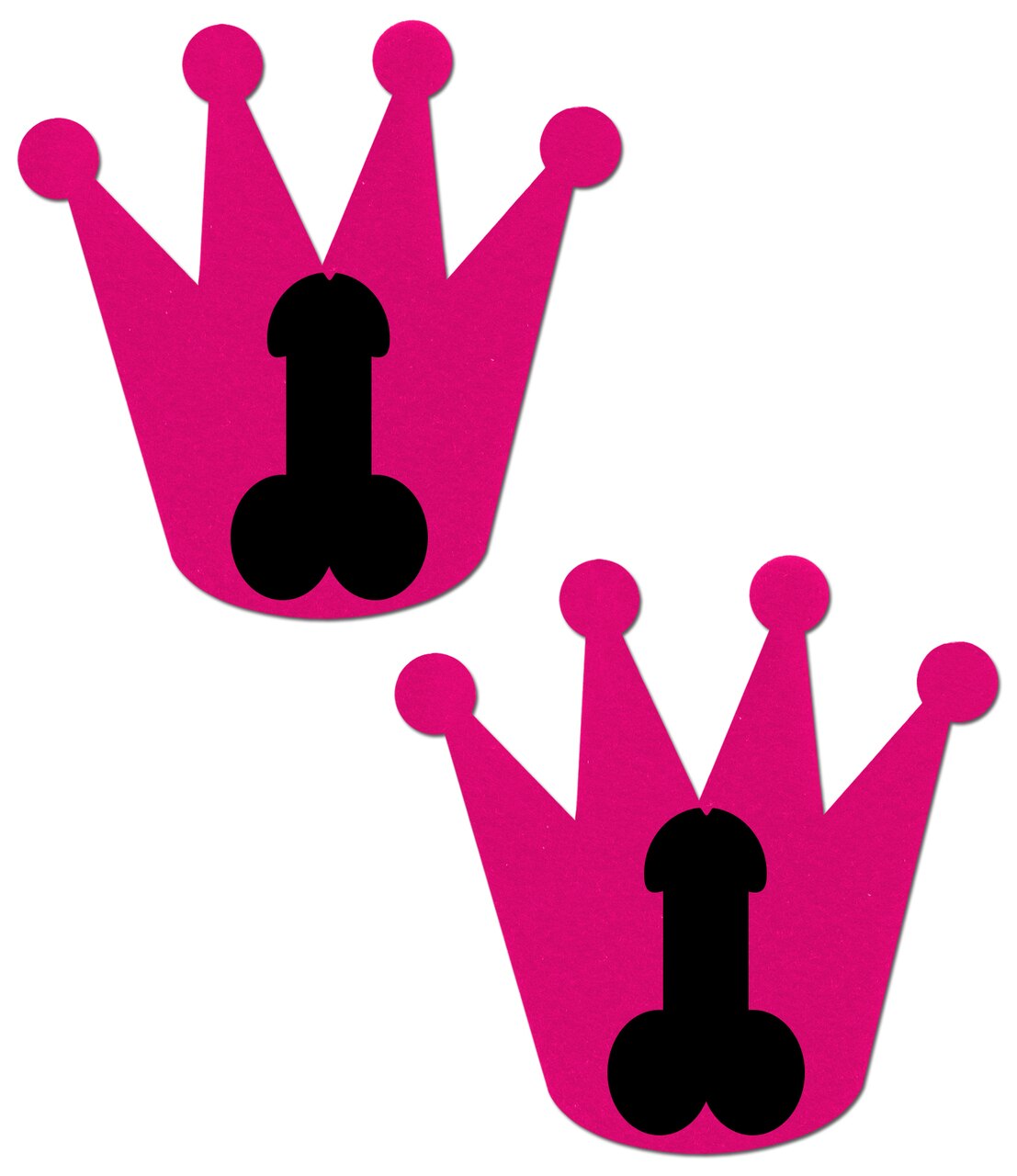 Bright Pink Crown with Black Penis Nipple Pasties