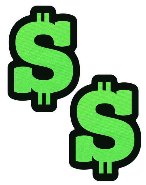 Money: Neon Green Dollar Sign Nipple Pasties