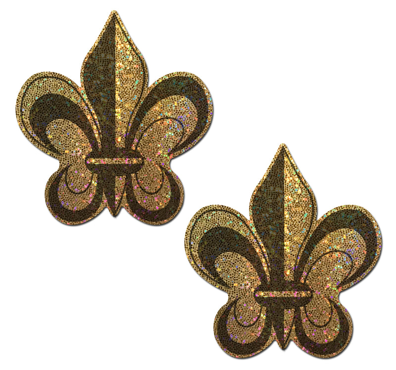 Fleur-de-lis: Glittering Gold Nipple Pasties
