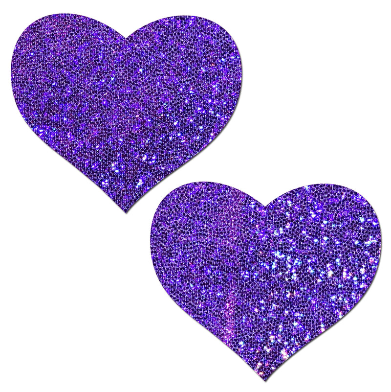 Purple Glitter Heart Nipple Pasties