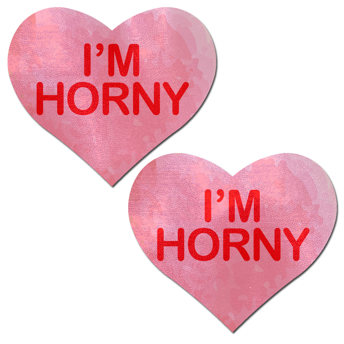 Love: Liquid Pink Heart with 'I'm Horny' Nipple Pasties