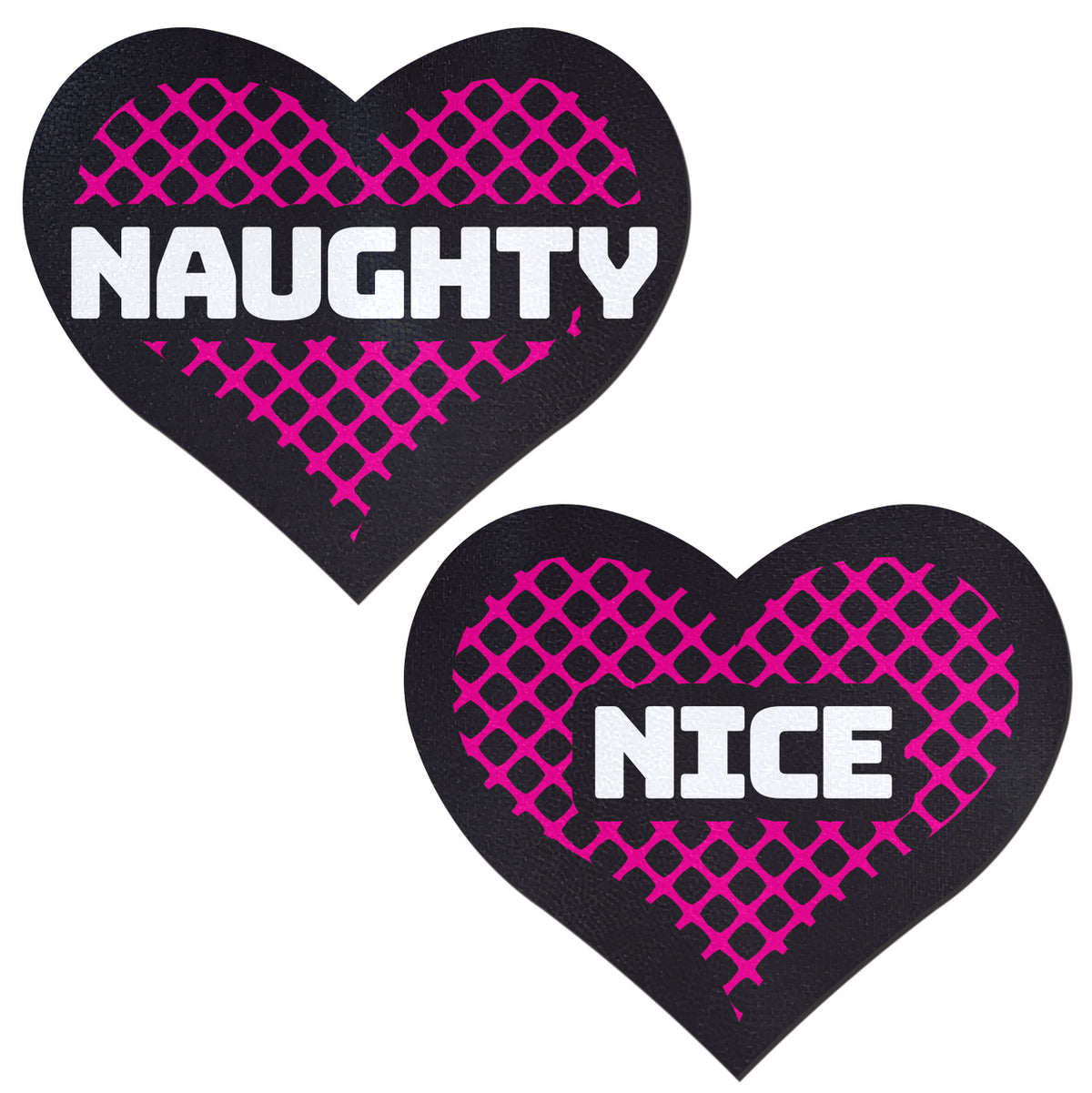 Love: Black and Pink Naughty and Nice Heart Nipple Pasties