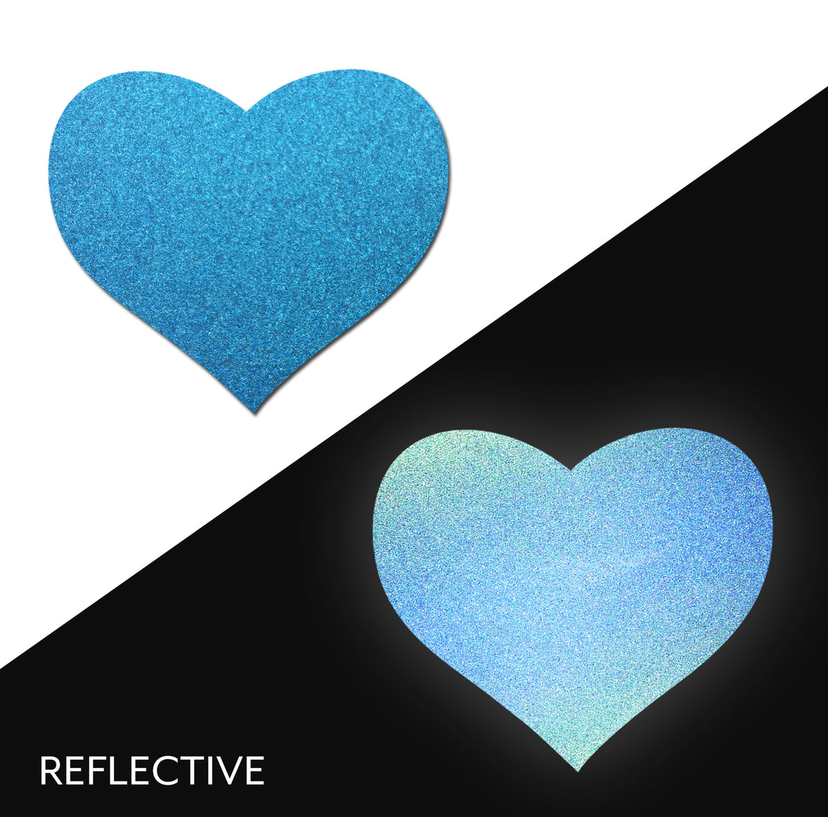 Love: Reflective Blue Heart Nipple Pasties