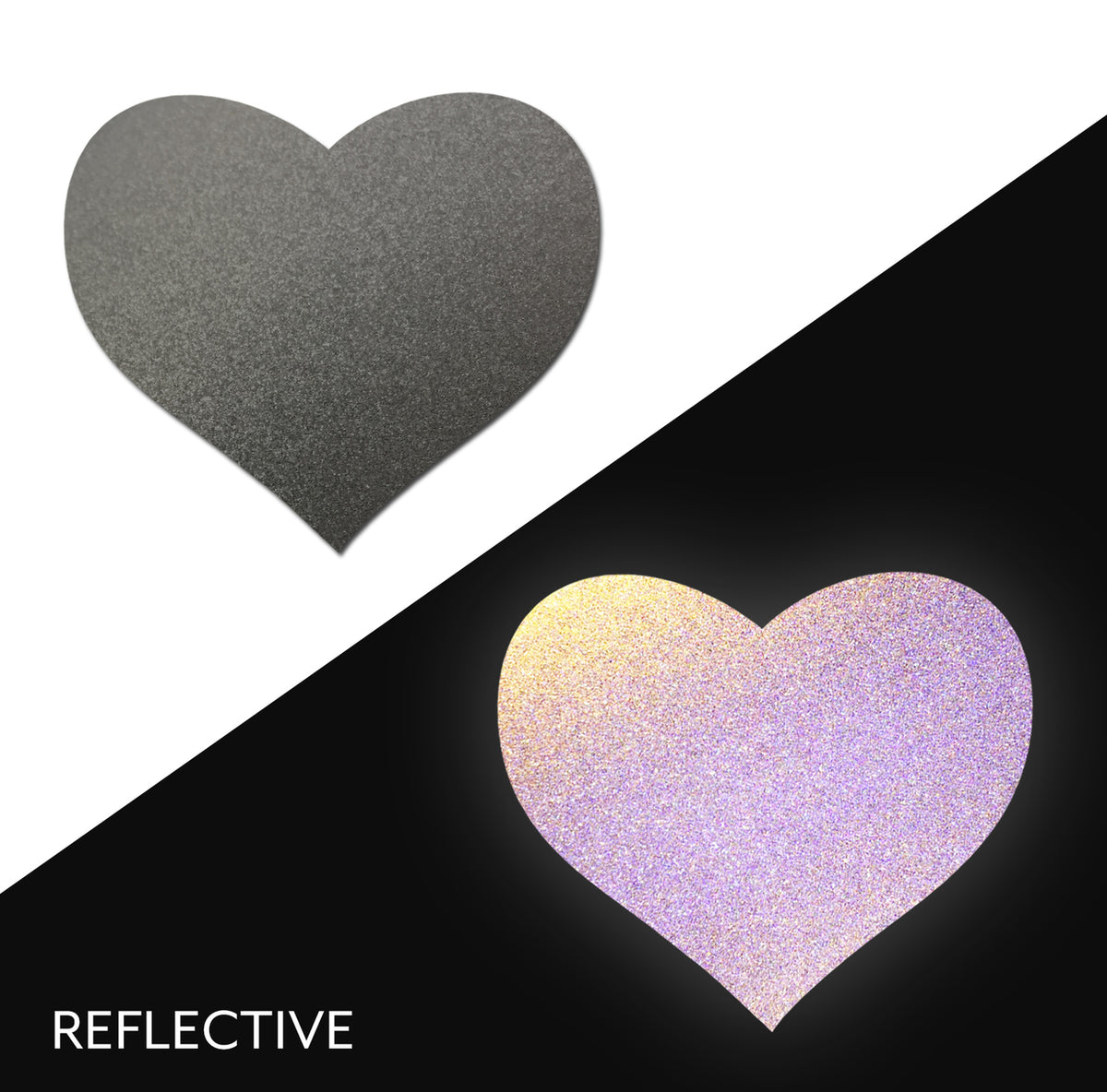Love: Reflective Gun Metal Grey Heart Nipple Pasties