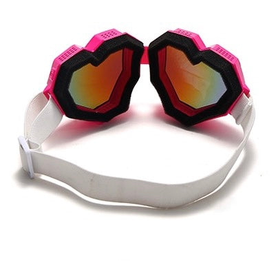 White Strap Fuchsia Frame & Rainbow Lens Love Goggles