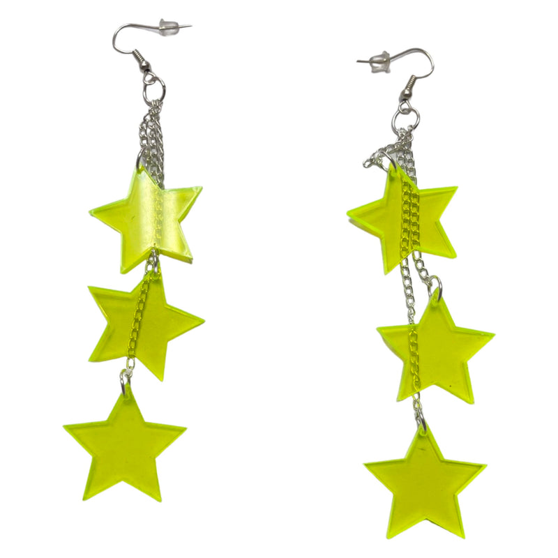 Neon Yellow Star Earrings