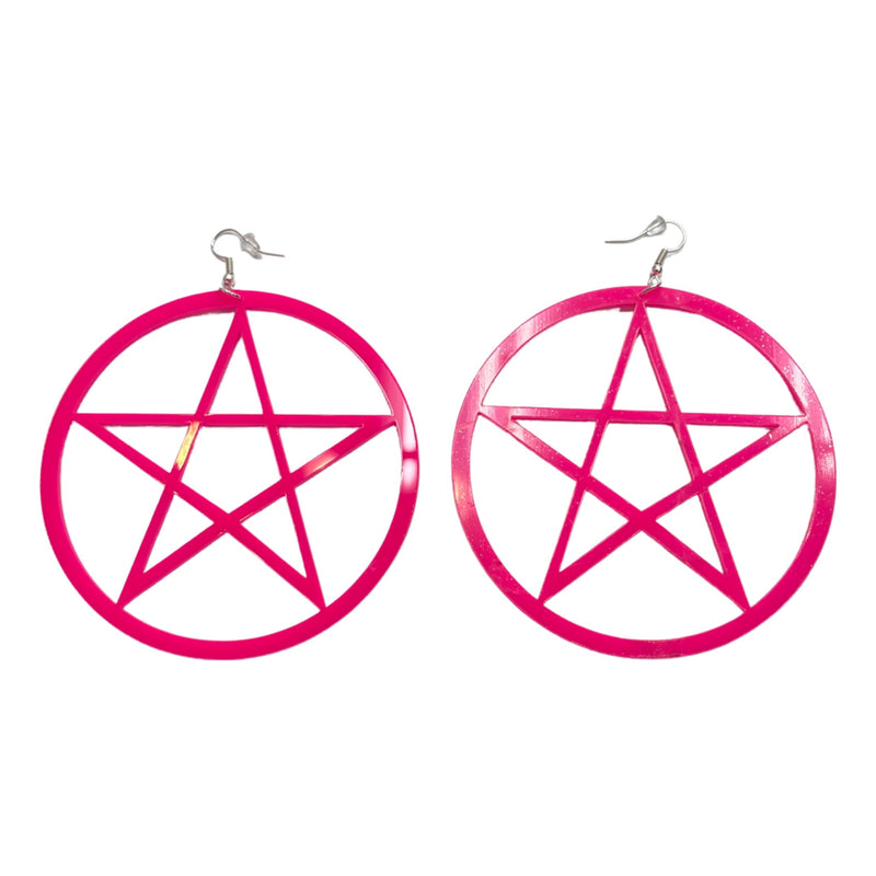 Pink Pentagram Earrings