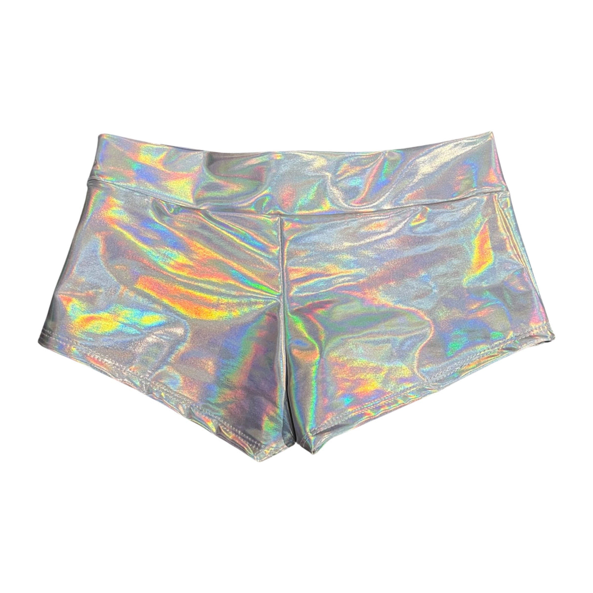 HOLOGRAPHIC SILVER BOOTY SHORTS
