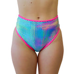 LIQUID MIRROR HIGH WAISTED BRAZILIAN BOTTOMS- TIE-DYE