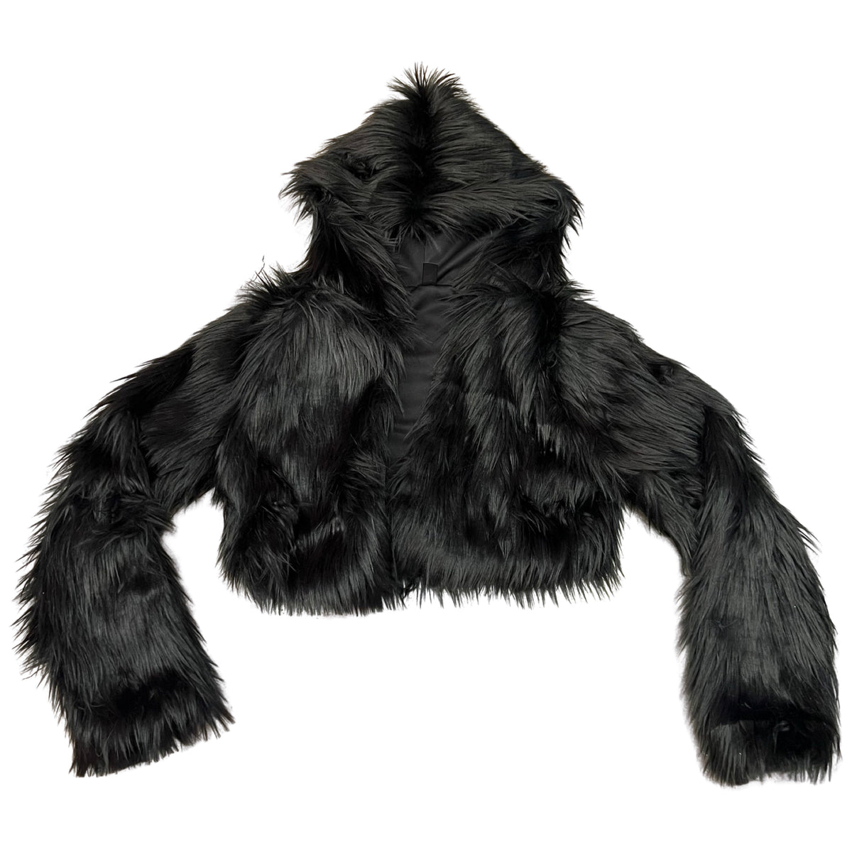 Black Cropped Fur Coat
