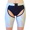 HOLOGRAPHIC SILVER ASAP BUCKLED SHORT CHAP