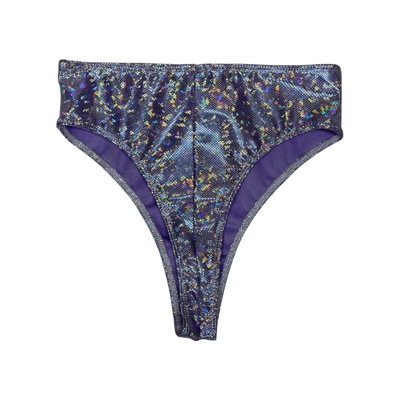 Retro Glitter Lavender High-waisted Brazilian Bottoms