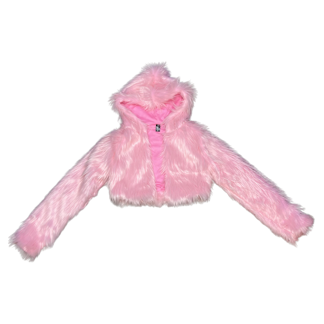 Light Pink Cropped Fur Coat