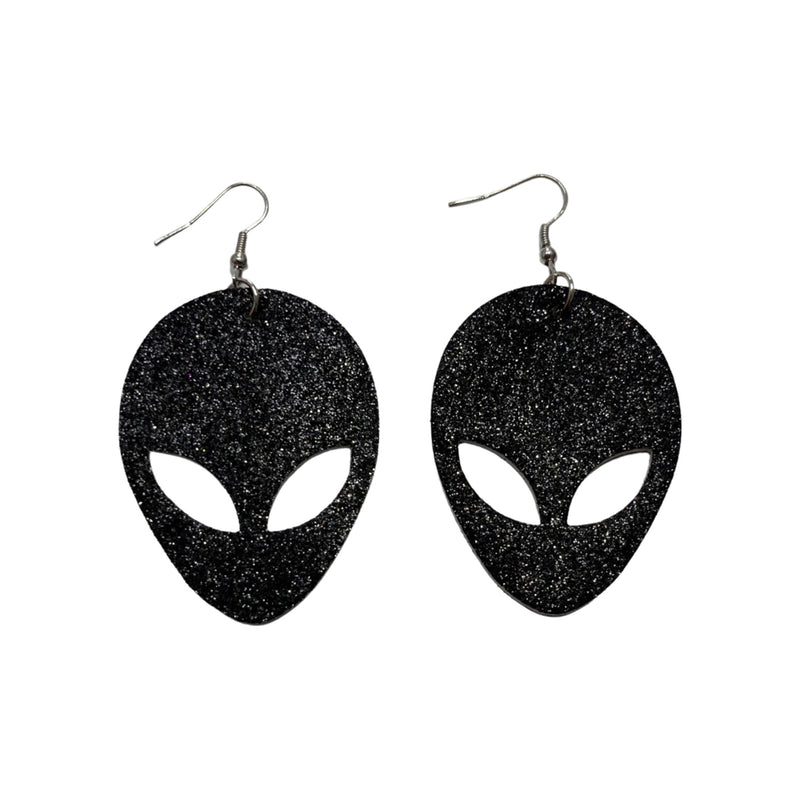 Black Alien Earrings