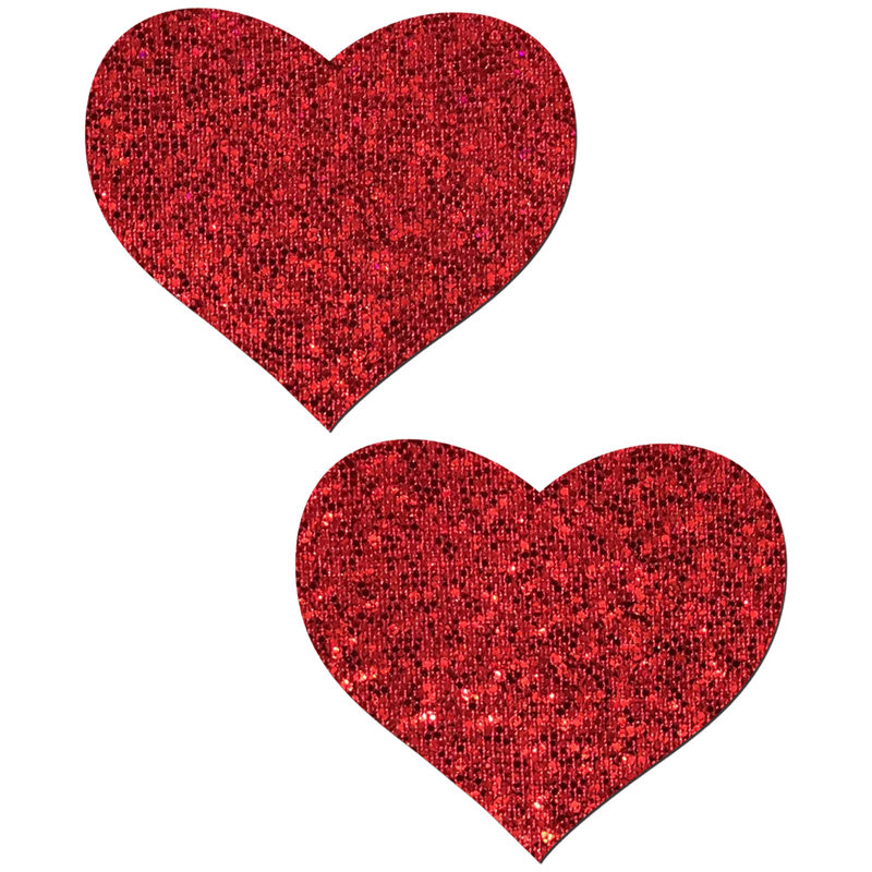 Love: Red Glitter Hearts Nipple Pasties
