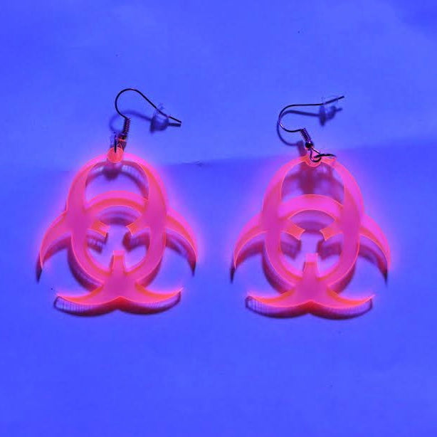Pink Biohazard Earrings