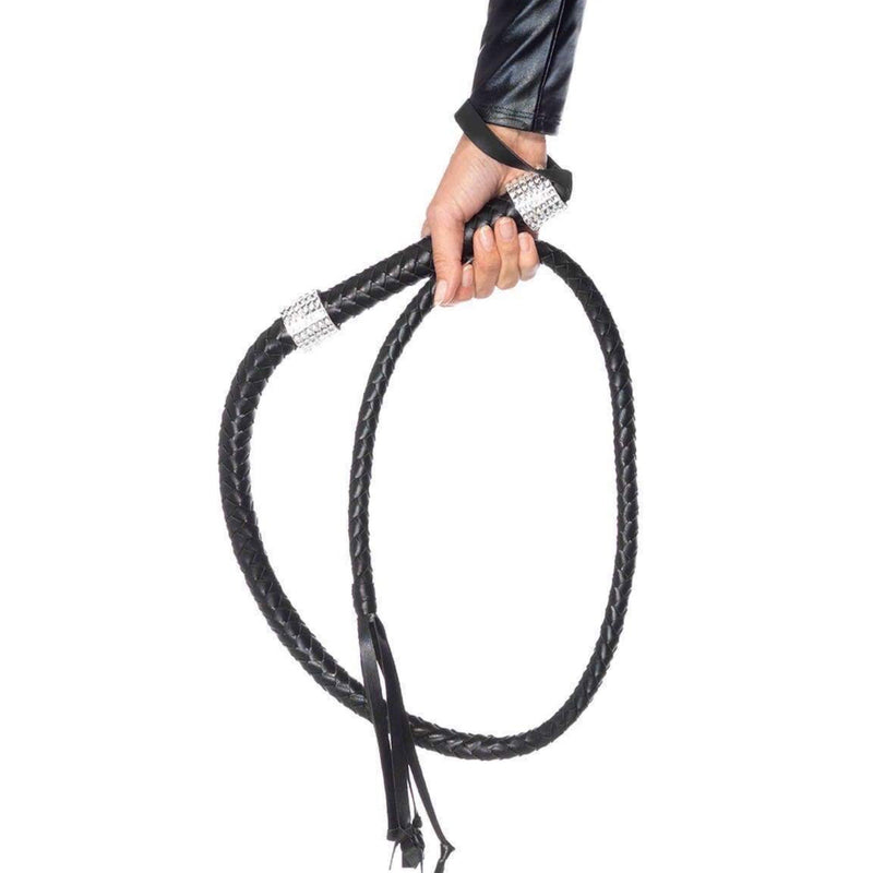 54" Braided Whip With Rhinestone Look Handle