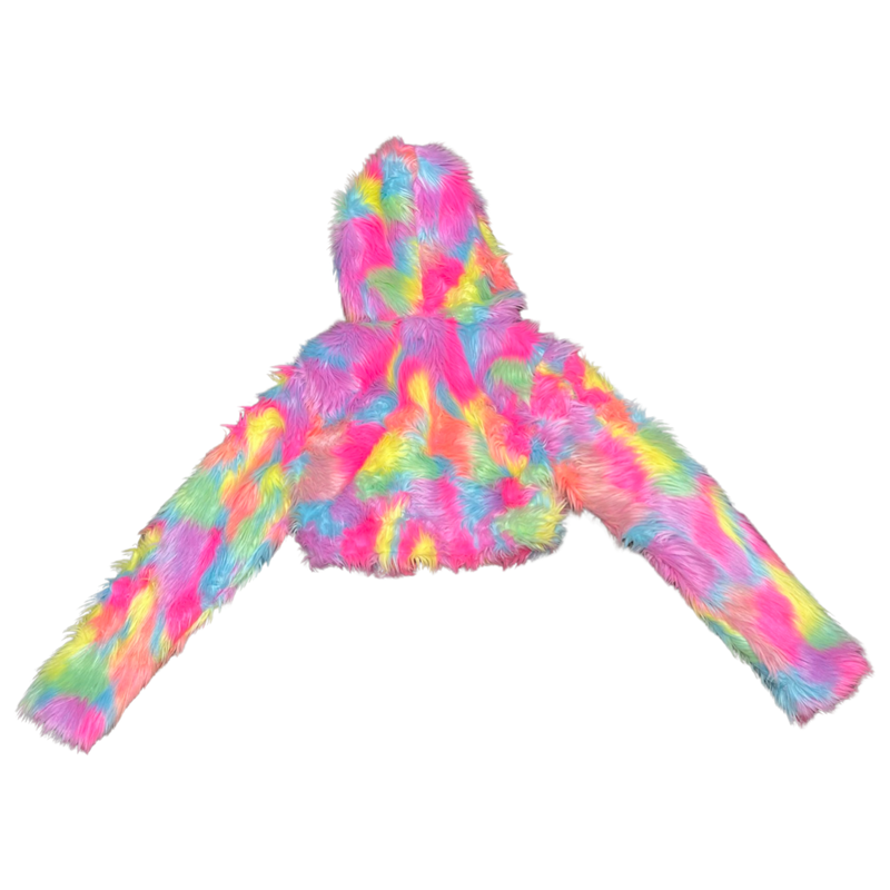 Neon Patch Fur Jacket