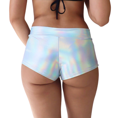 HOLOGRAPHIC SILVER BOOTY SHORTS