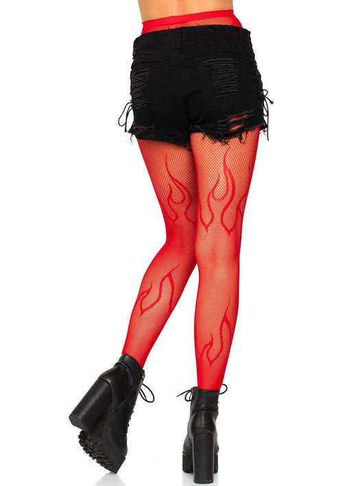 Flame Fishnet Tights