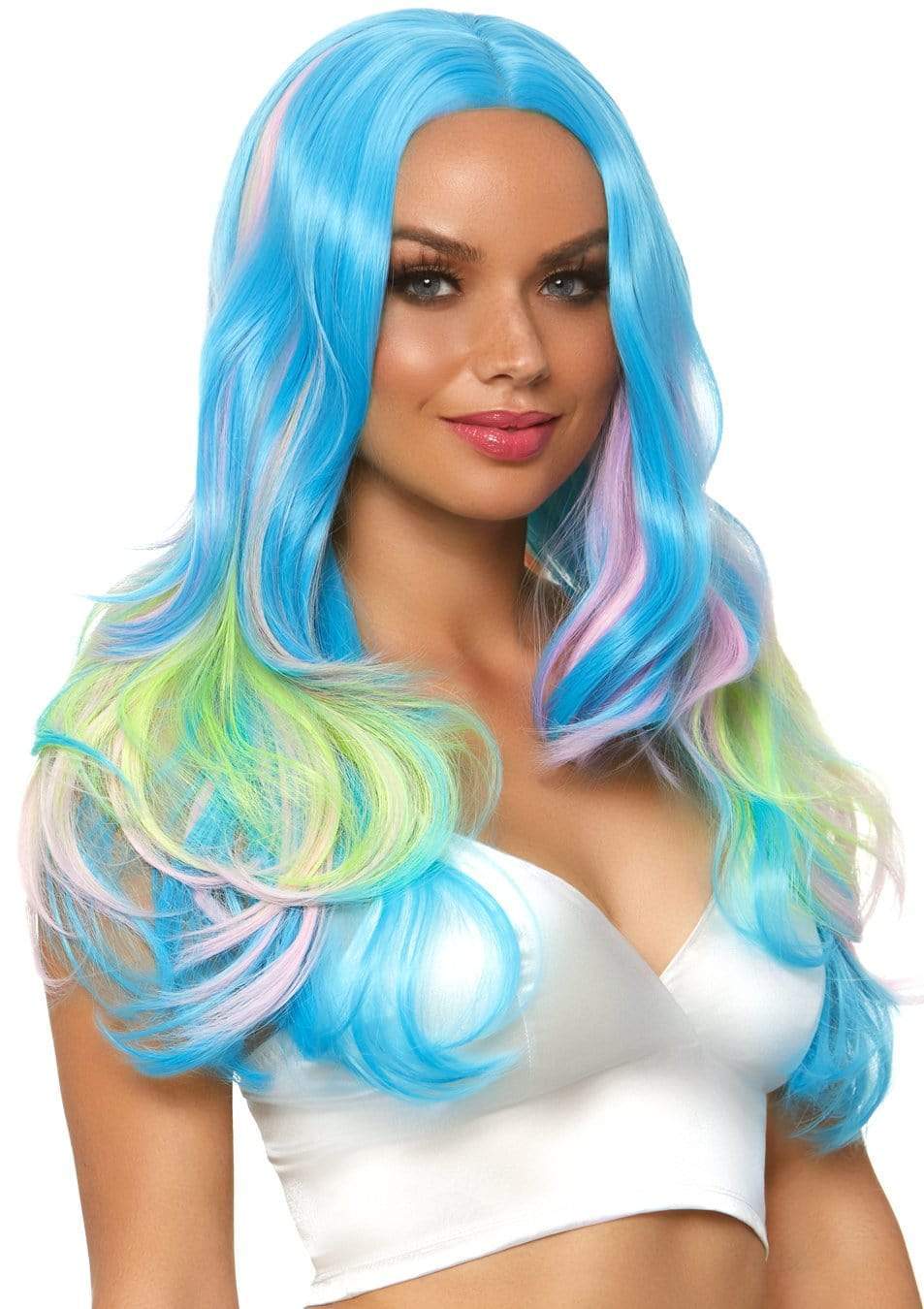 Long Blue Multi-Color Wig